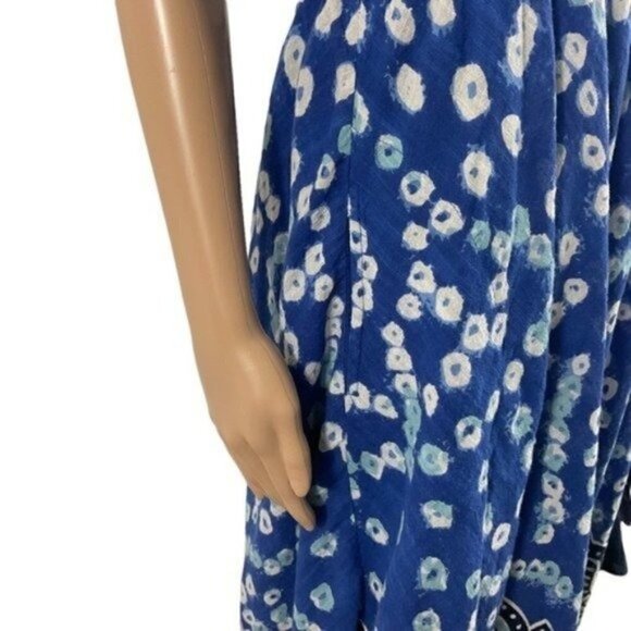Soft Surroundings Blue Mahini Maxi Ikat print handkerchief Dress Boho Medium - Picture 6 of 13